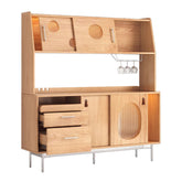 Wooden kitchen sideboard with large capacity, two layers, and built-in wine cabinet